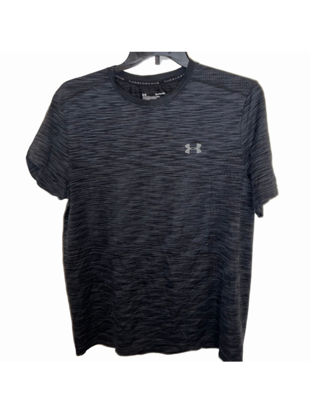Men's Under Armour Threadborne Short Sleeve Tee Black Grey Size XL
